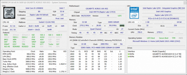 Обзор игрового ноутбука Gigabyte Aorus 16X (2024) ASG с Intel Core i9-14900HX и Nvidia GeForce RTX 4070 Laptop